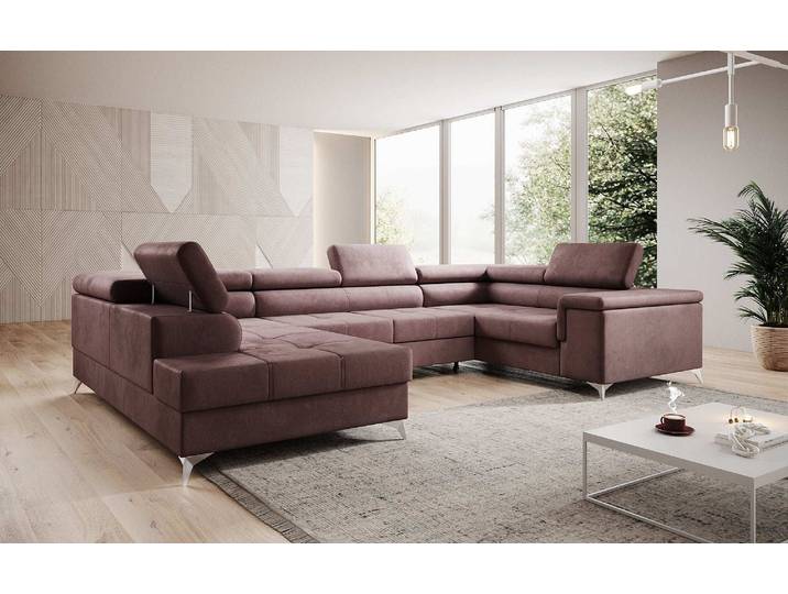 Designer Sofa Torino mit Schlaf- und Klappfunktion - Samt - Grün - Links - Luxusbetten24