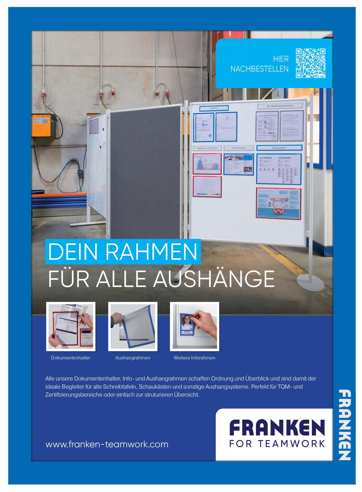 FRANKEN Magnetrahmen selbstklebend PRO A4 blau AR14032¿