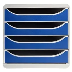 Exacompta 310003D 1x BIG-BOX Schubladenbox, 4 offene Laden, Serie Office - Blau