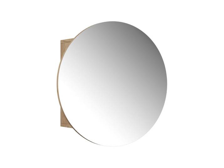 Vicco Badspiegelschrank Loki Goldkraft Eiche 60 x 60 cm mit 2 Fächern, Eichefarben, Holzwerkstoff, Rund, 60x60x17.4 cm, Badezimmer, Badezimmerspiegel, Spiegelschränke