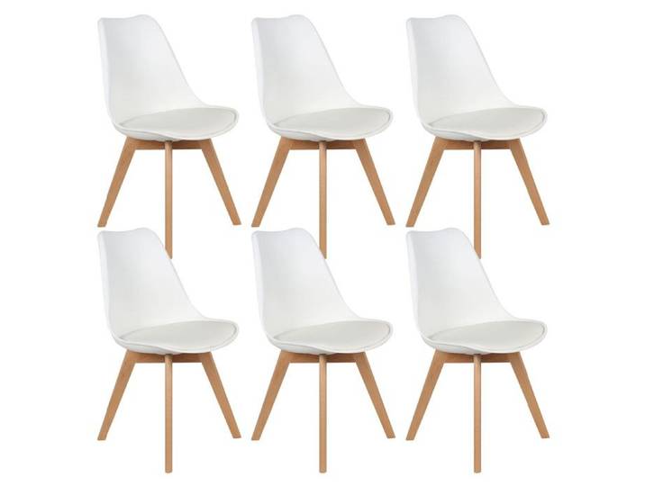 MEDALINE - Lot de 6 Chaises Scandinaves Blanches