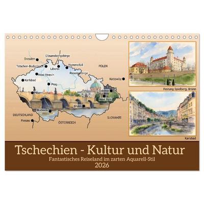 Tschechien - Kultur und Natur (Wandkalender 2026 DIN A4 quer), CALVENDO Monatskalender
