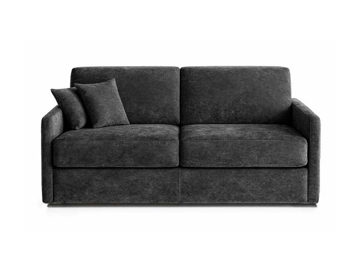 PALAISEAU - Petit canapé convertible 2 places - Velours, Gris anthracite