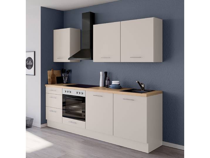 Küchenzeile Impuls 230 cm 230 x 221 x 60cm Ausrichtung rechts Weiß/Magnolia ohne Elektrogeräte