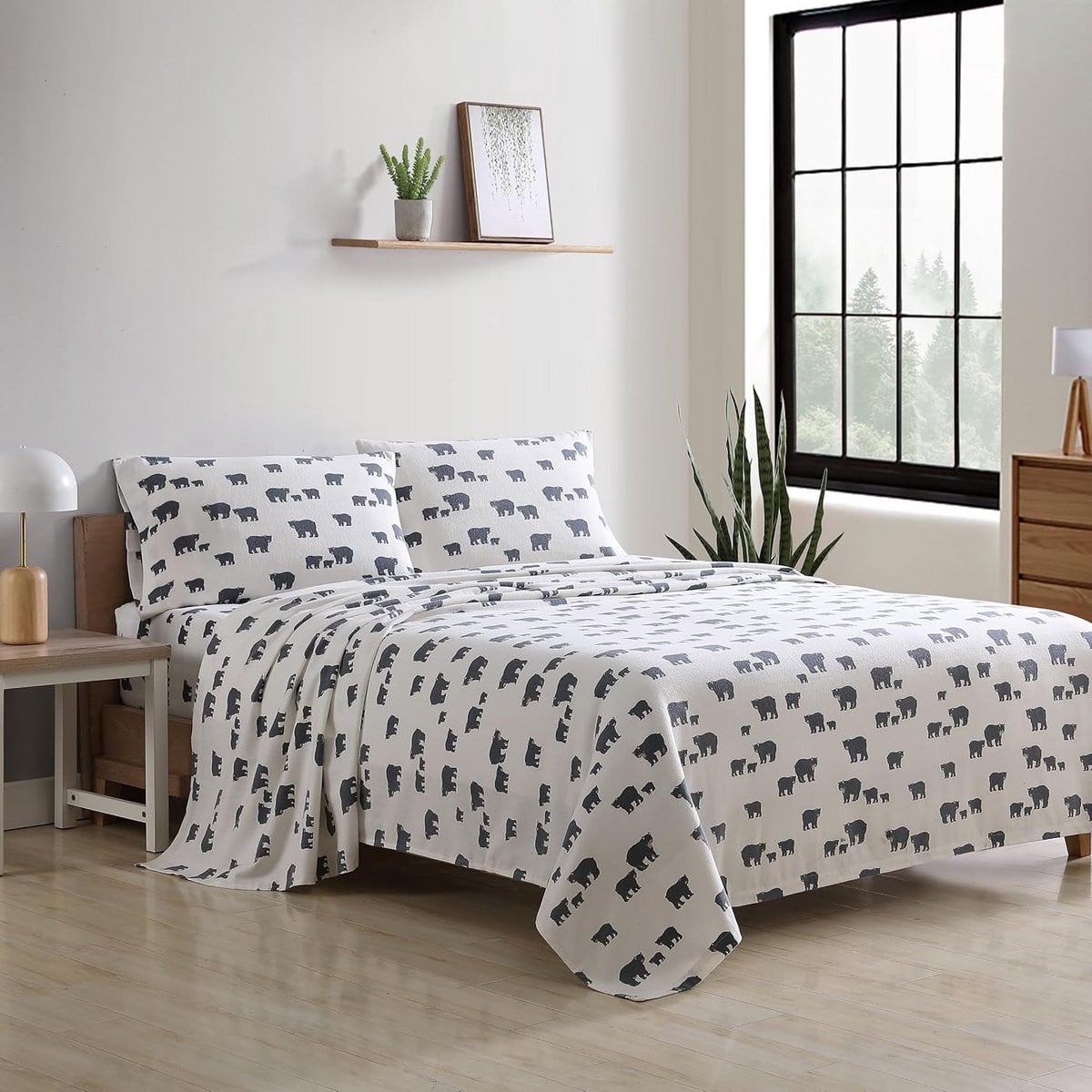 Warm en ademend katoenen flanellen beddengoed set met extra zachte diepe hoeslakens