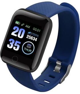 CaseAndConnect 116Plus Smart Bracelet Fitness Tracker With Heart Rate Monitor IP67 Waterproof Color Screen blue