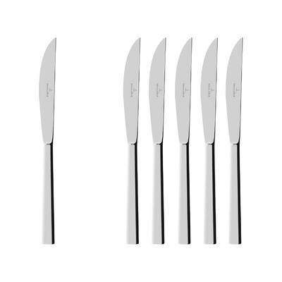 Tafelmesser VILLEROY & BOCH "Tafelmesser Piemont 226 mm 6er Set silber", silber, B:4mm, Essmesser, Spülmaschinenfest