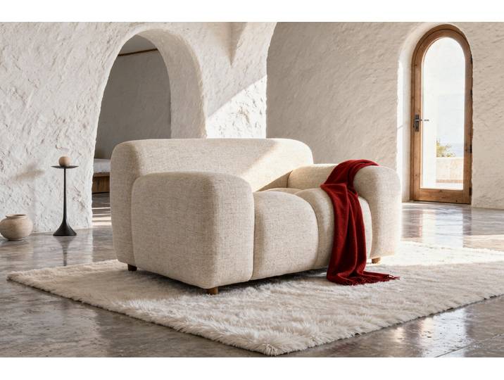 Fauteuil en tissu crème Atoll