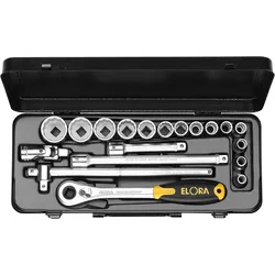 Steckschlüssel-Satz 1/2", Zwölfkant, 19-teilig 10-32 mm, ELORA-770-LINDMU