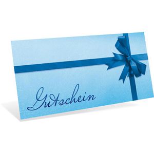 notizblock24 Gutscheinkarte Blue Surprise 19 x 9cm, Motiv: Schleife, 10 Stück