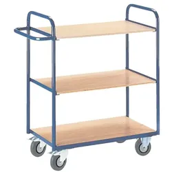 ROLLCART Etagenwagen ohne Wände 80x50 cm Holz-Ladefläche blau, 98x107x50 cm