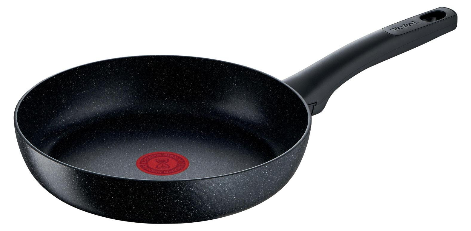 Tefal Black Stone G28104 Universele koekenpan, zwart, aluminium, Mineralia+