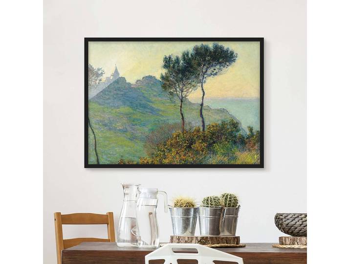 Bild Monet Varengeville Abendsonne Papier Rahmen: Echtholz, furniert: Kiefer Grün 100 x 70cm