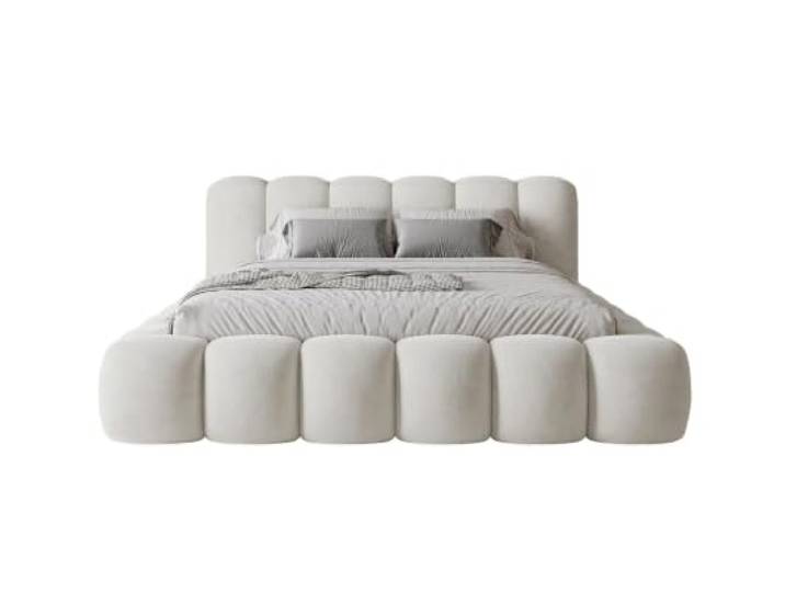 Chilly. Möbel Design Bett Stone - Polsterbett mit Bettkasten, Lattenrost und Kopfteil - 180x200 cm - Holzrahmen - Samt Beige
