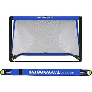 BazookaGoal Fußballtor Mini Pop-Up-Tor, aus Kunststoff, schwarz/blau, faltbar, 120 x 75 cm