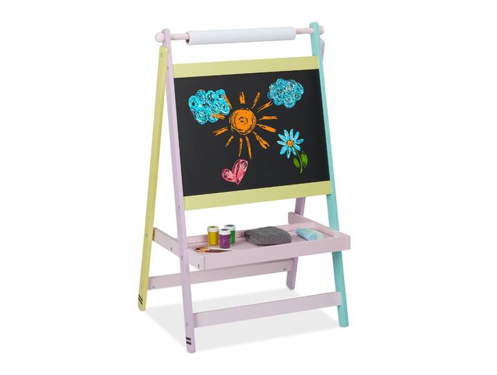 Kindertafel mit Papierrolle Gelb-Lila-Schwarz