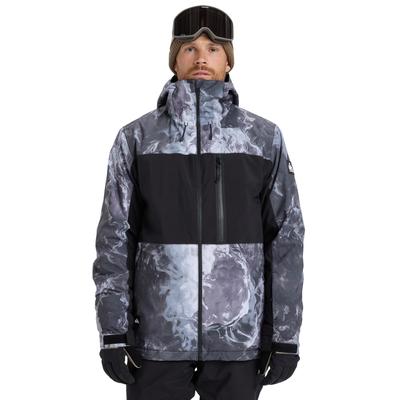 Snowboardjacke QUIKSILVER "Sycamore Printed 10K", Herren, Gr. S, schwarz-weiß (thermostamp grayscale), Obermaterial: 55% Polyester, 45% Polyester., Jacken Snowboardjacke