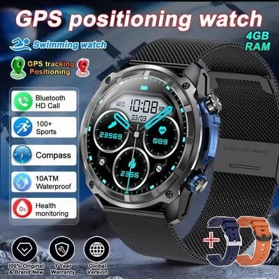 Uplifted Finds 2025 Military Offline Map Smartwatch   4GB GPS Navigation & MP3 MP4   Executive 1000mAh Sports Tracker black Mesh Belt 2a