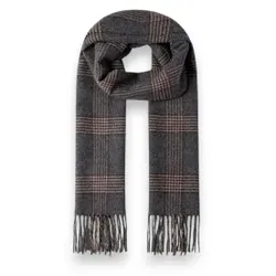 Hackett London für Herren. HM0400110 Karierter Schal mit Logo, grau (OSFA), Lässig, Wolle, Klassisch