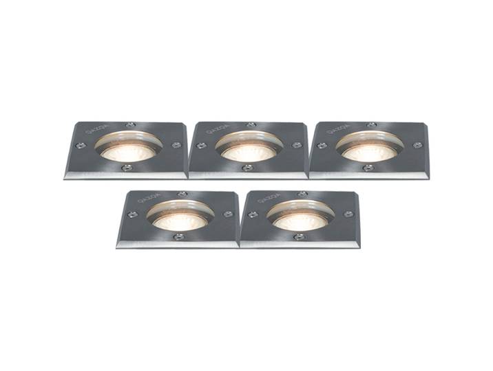 Ensemble de 5 spots encastrés en acier IP65 - Basic Square