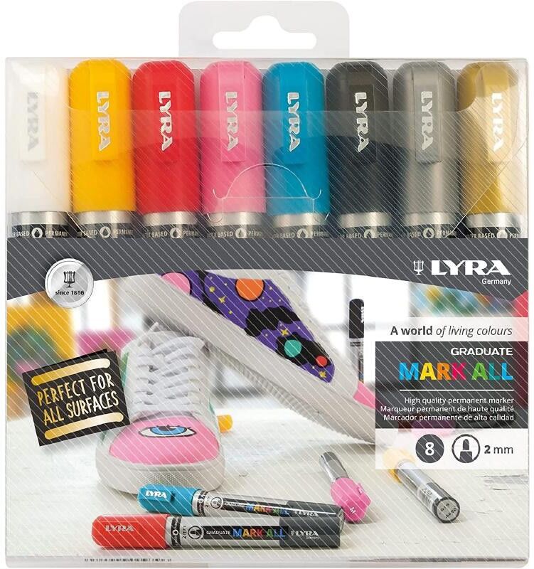 Etui 8 Marqueurs Couleur Lyra Graduate Mark All taille M (2 mm)