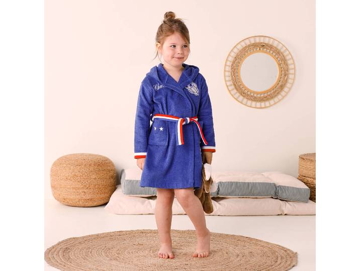 Peignoir de bain enfant Foot à personnaliser, à capuche - éponge bouclette 340 g/m² - Blancheporte
