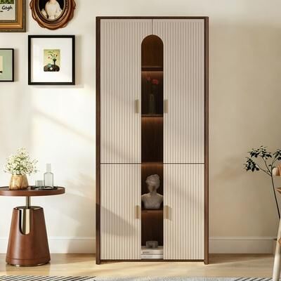 Farmehouse Display Bookcase with LED Lights, Display Case for Living Room, Bedroom