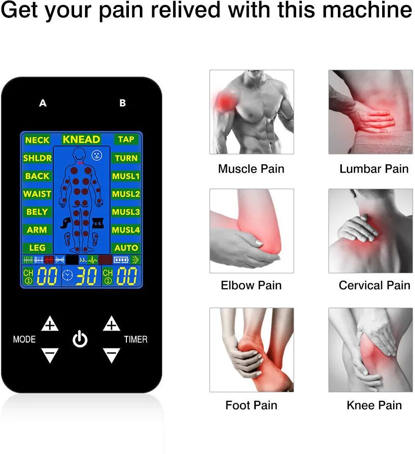 INF Appareil TENS / Stimulateur musculaire avec 15 modes de massage