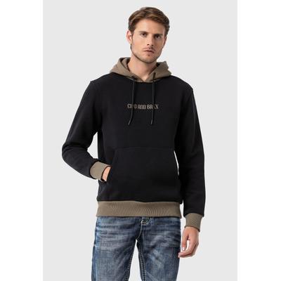Kapuzenpullover CIPO & BAXX "Sweatshirts", Herren, Gr. XXL, schwarz, 70% Baumwolle, 30% Polyester, mehrfarbig, regular fit, Pullover Kapuzenpullover, im Kontrast-Look