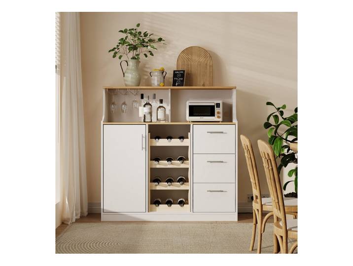 Fine Life Pro Weinregal Sideboard / Restaurant-Bar mit LED,Steckdosen & Weinregal