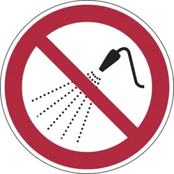 Verbotsschild, Mit Wasser spritzen verboten P016 - ASR A1.3 (DIN EN ISO 7010) - 100 mm Folie selbstklebend