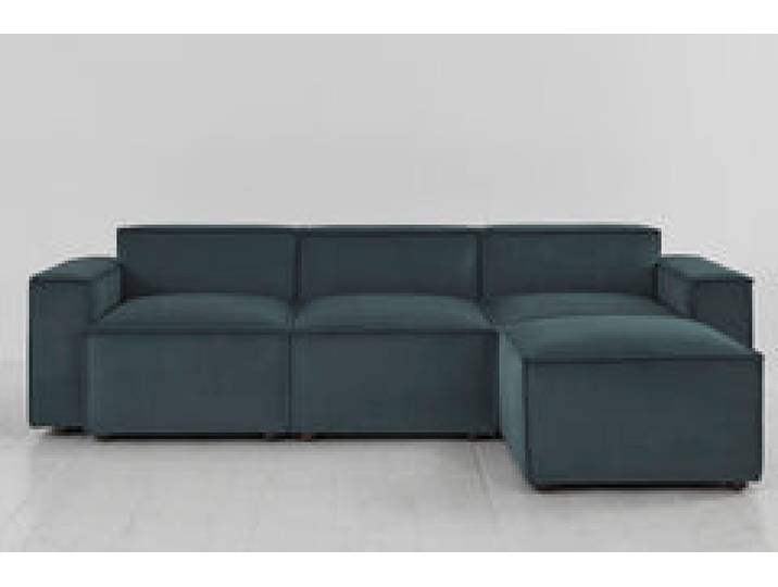 Dreisitzer-Sofa Model 03 mit Chaiselongue rechts, Petrol