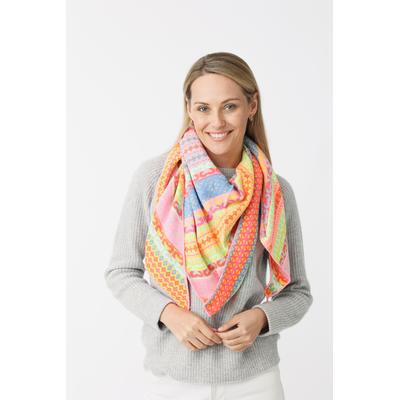 Dreieckstuch ZWILLINGSHERZ "Maralda", Damen, bunt, Strick, Materialmix, Modetücher, farbenfrohes Muster, wärmend, Strick