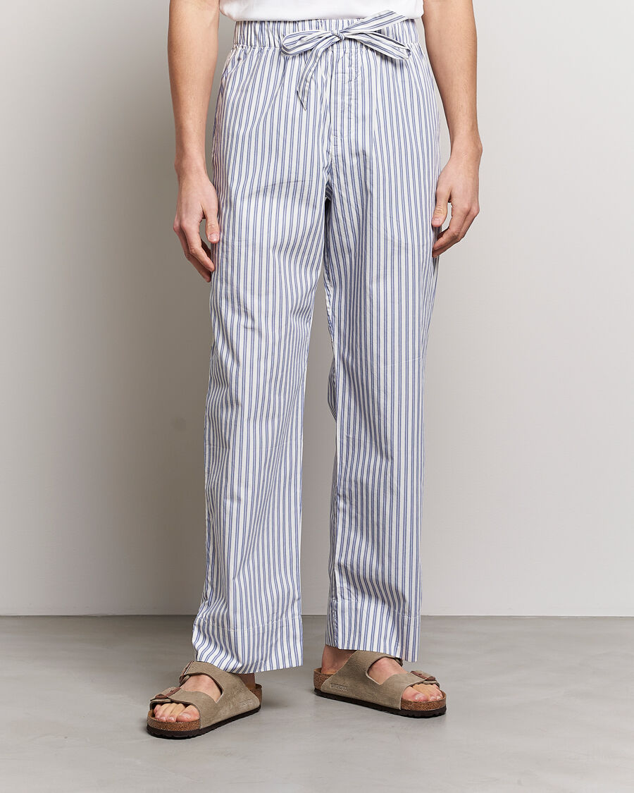 Tekla Poplin Pyjama Pants Skagen Stripes men L Blå