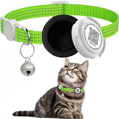 Uplifted Finds Dual Protection AirTag & QR ID Reflective Collar green