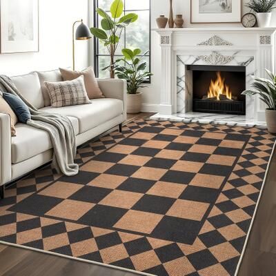 "Garvee Modern 10'X13'Area Rug,Checkerboard Geometric Low Pile High Traffic Rug - 2'3"" x 12' Runner"