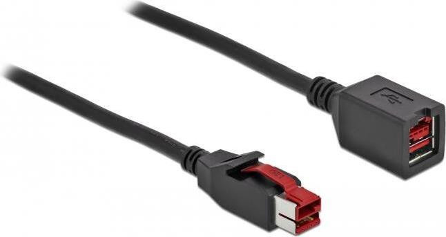 Delock PoweredUSB verlengkabel 24 V, 1 meter, zwart