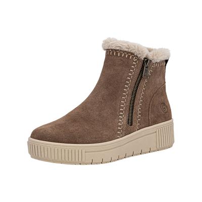 Plateaustiefelette REMONTE "Remonte Stiefelette Leder", Damen, Gr. 43, braun (nuss), Leder, Schuhe