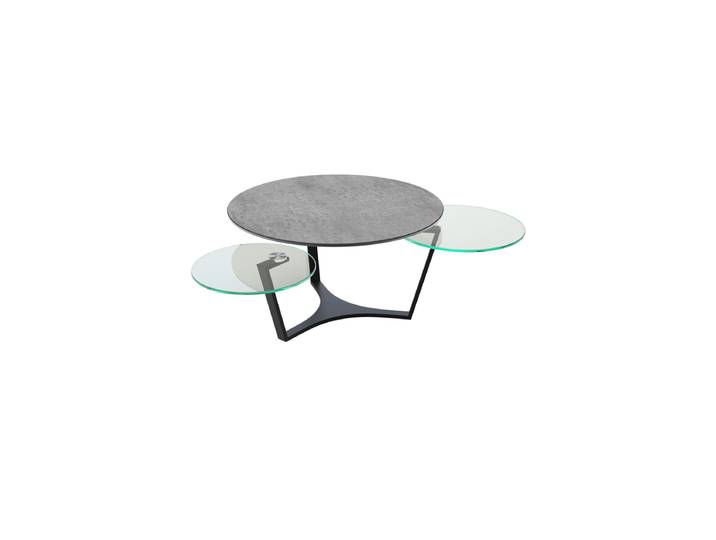 Ausziehbarer, flexibler Design Keramik Couchtisch „Safran“ Silver/Schwarz Akante Design