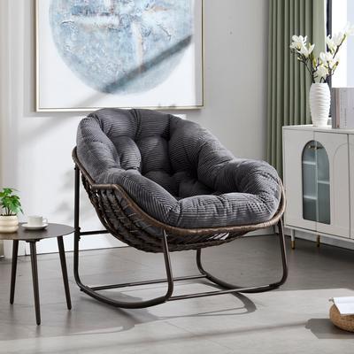 Ostweer Grey Rocking Chair Side Chair Padded Chair for Living Room, Corner Chair Padded Chair Reception Chair