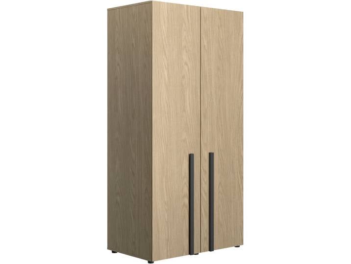 Kleiderschrank, Spanplatte, Rookwood Eiche Nachbildung/Schwarz, 99×200×60 cm, 2 Türen, GAMI NAEL