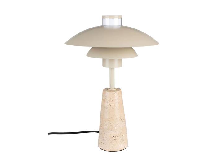 Design Tischlampe „Cole“ mit Travertin Sockel Beige Zuiver