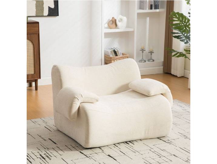 Fauteuil 1 Place En Chenille Beige Canape Compresse Modulable FloraGrace Pour Salon Et Maison Sans Montage 120x92 5x73 5cm