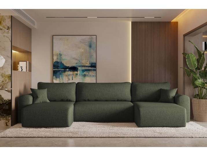 Kaiser Möbel Ecksofa mit schlaffunktion und bettkasten, Sofa U-form, Couch U-form CAPRI, Sofa U-Form / Ecksofa