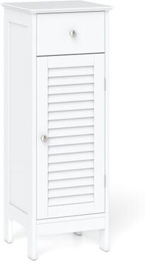 Costway Narrow Bathroom Storage Cabinet with Adjustable Shelf and Drawer-White