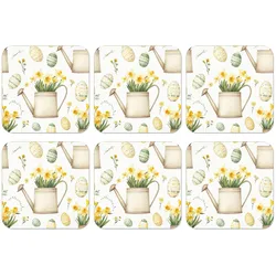 GLASUNTERSETZER 6er-Set Gießkanne - Blumen - Eier Tischset für Gläser 10x10 cm