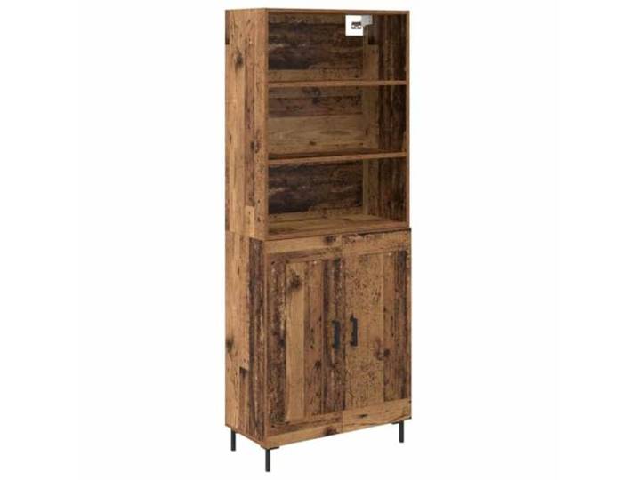 Fisinber Highboard Altholz Optik 69,5x34x180 cm Schrank 2-teilig Großzügiger Stauraum für Esszimmer und Wohnbereich mit 2 Türen und robuster Oberfläche in eleganter Altholz-Optik.