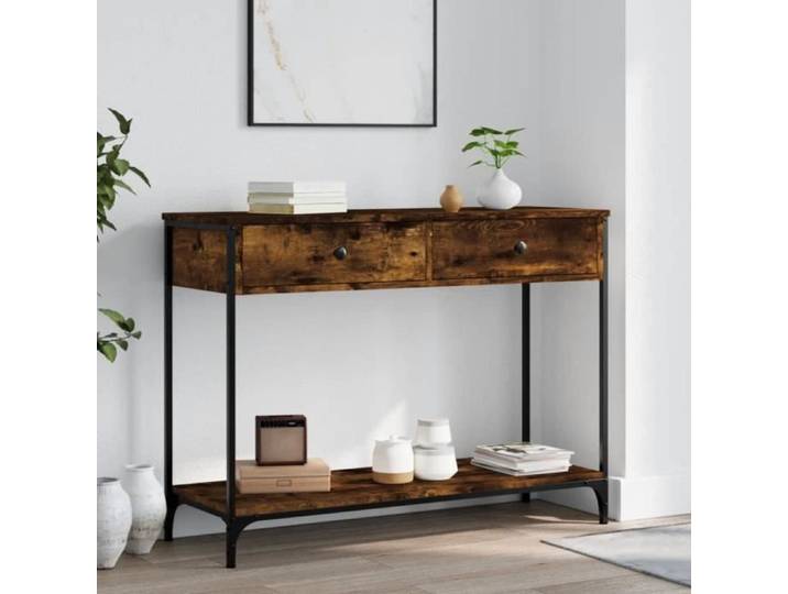 Table console chêne fumé 100x34 5x75 cm bois d'ingénierie 834172