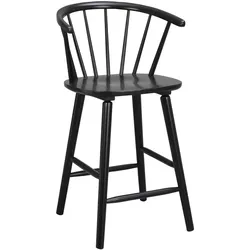 Barhocker Carmen 2er Set aus Massivholz, skandinavischer Stil, schwarz lackiert, bequem mit Rückenlehne