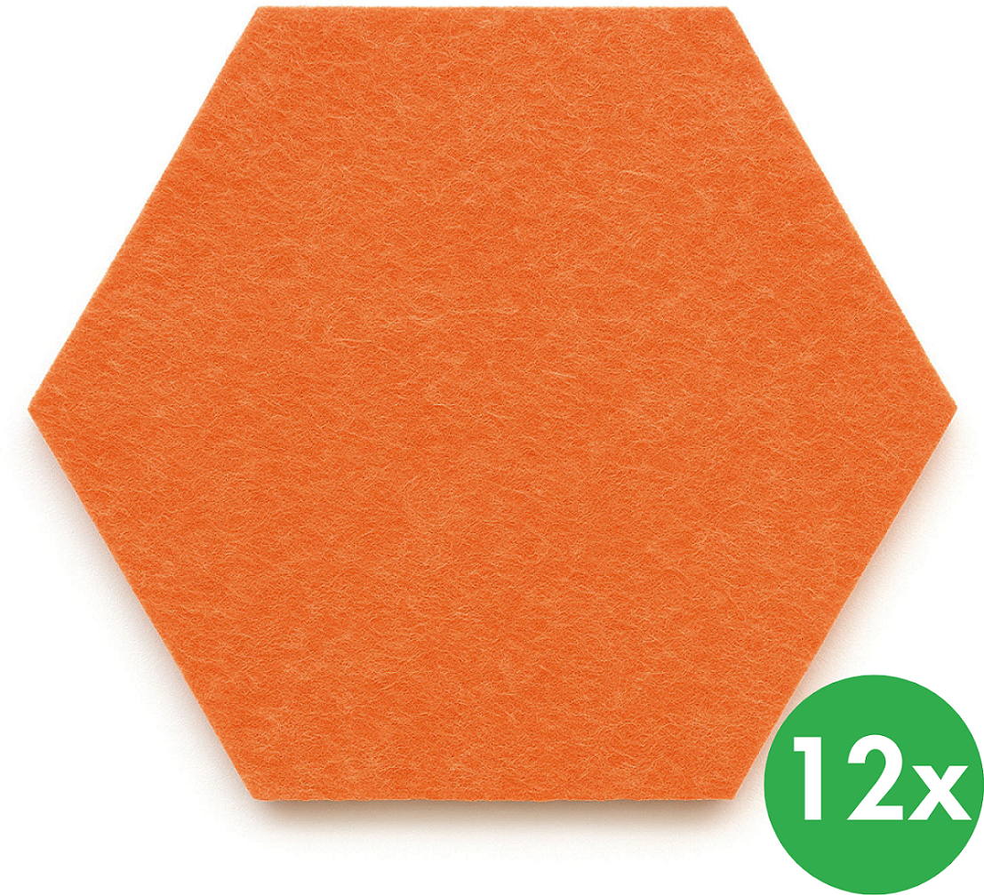 B2B Partner Akustikplatte, Selbstklebend, Sechseck, 30x26 cm, 12 Stk, orange